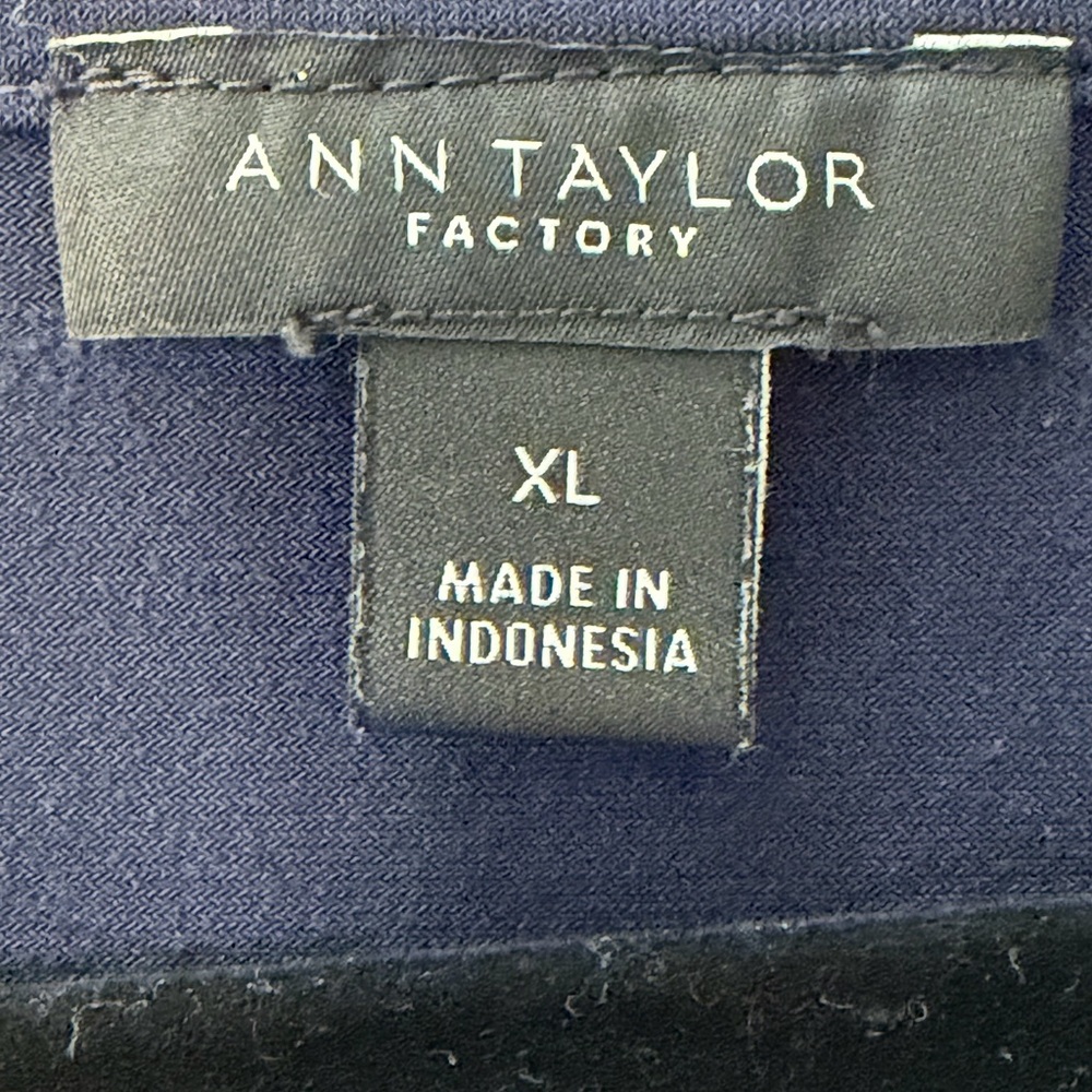 Ann Taylor Factory Faux Wrap Navy Blue Dress XL - Picture 5 of 6